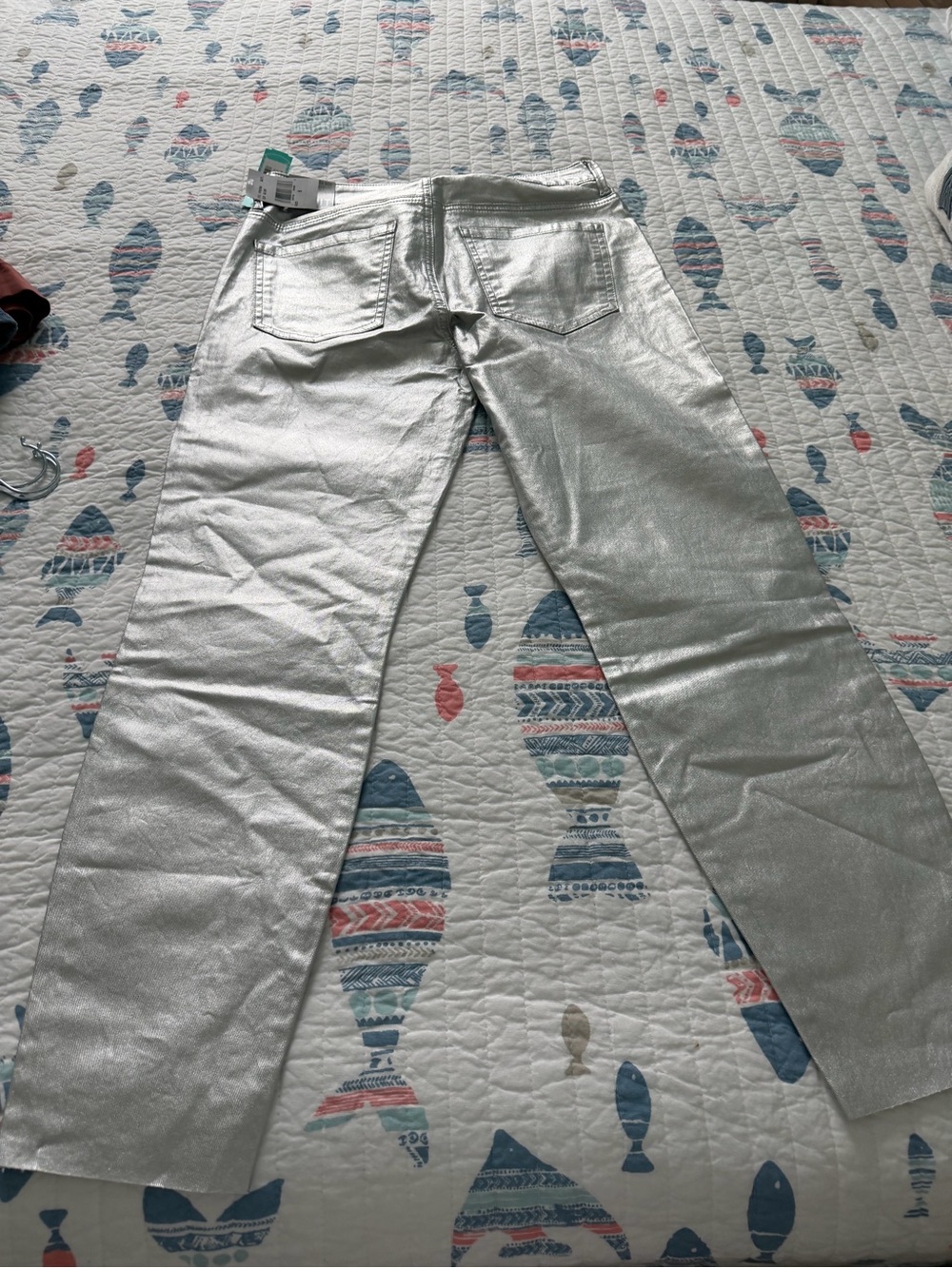 Kut from the Kloth Silver Metallic Straight-Leg Jeans